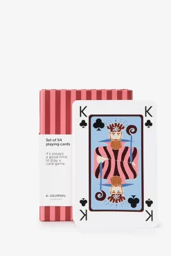A-journal roze gestreept kaartspel