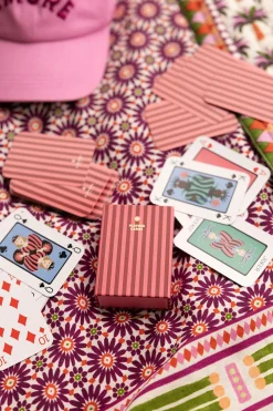 A-journal roze gestreept kaartspel