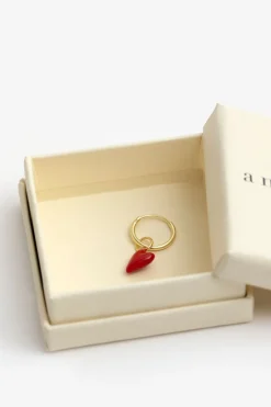 Anna+Nina gold plated single heart beat oorbel