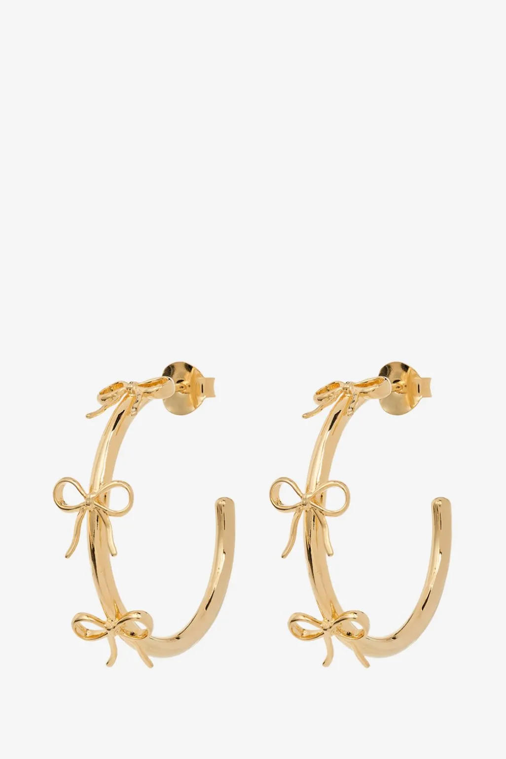 Anna+Nina goudkleurige big bow hoop oorbellen