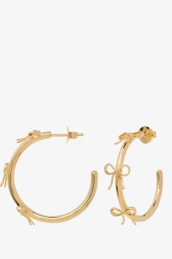 Anna+Nina goudkleurige big bow hoop oorbellen