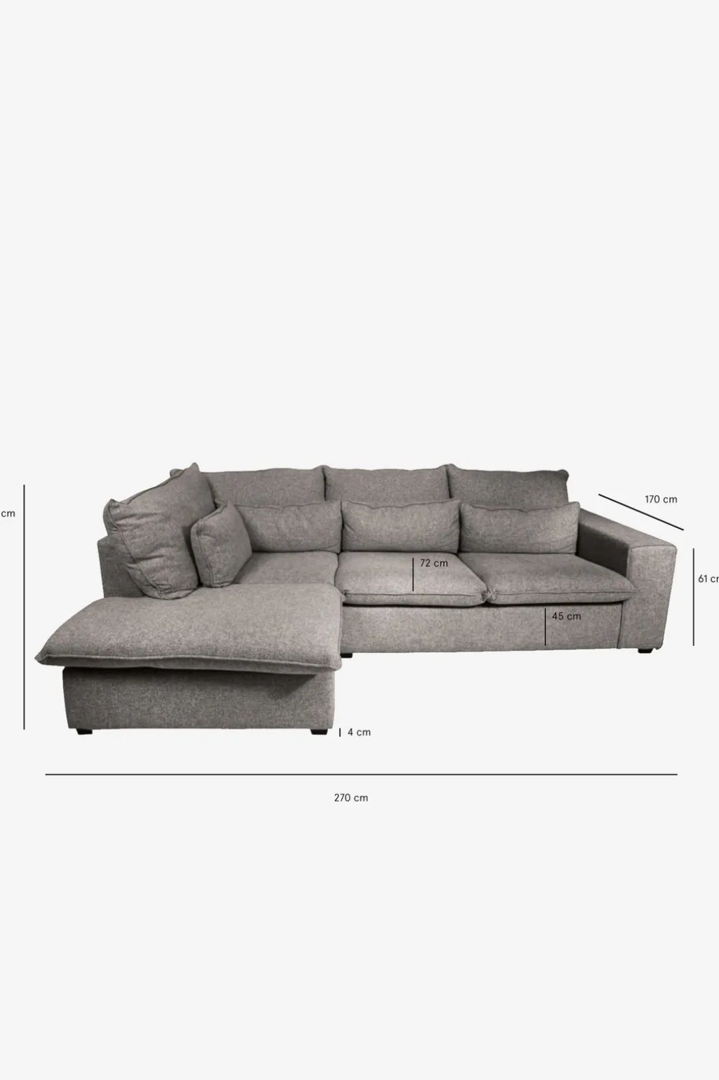 Baron bank 2.5-zits lounge links lichtgrijs melee