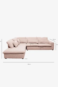 Baron bank 3.5-zits lounge links roze/karamel melee