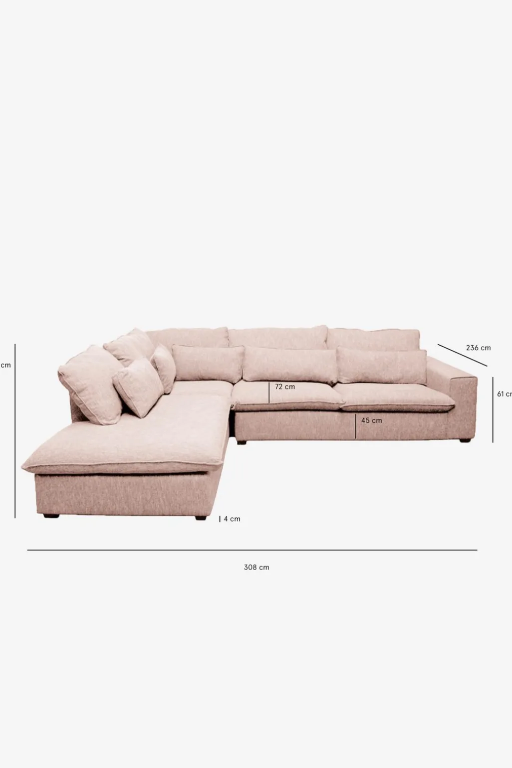 Baron bank 3.5-zits lounge links roze/karamel melee