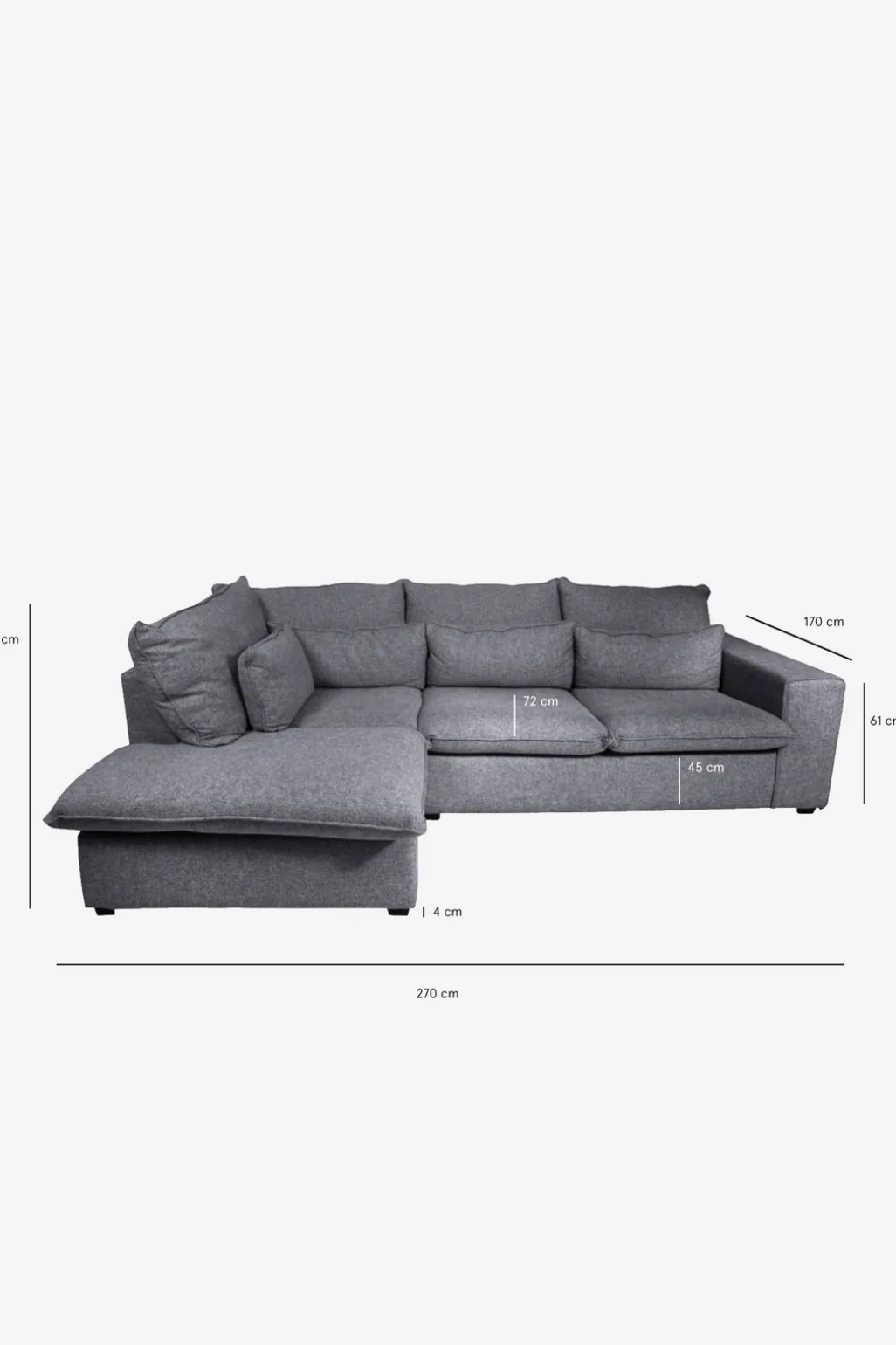 Baron bank 2.5-zits lounge links donkergrijs melee
