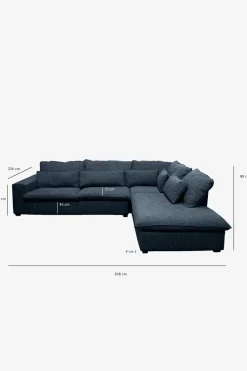 Baron bank 3.5-zits lounge rechts donkerblauw melee