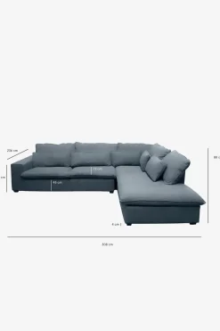 Baron bank 3.5-zits lounge rechts donkerblauw