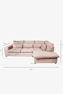 Baron bank 2.5-zits lounge rechts roze/karamel melee