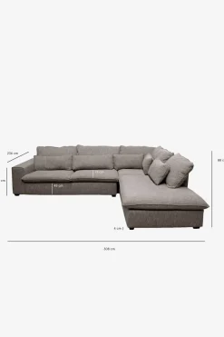 Baron bank 3.5-zits lounge rechts lichtgrijs melee