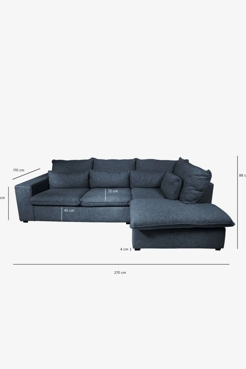 Baron bank 2.5-zits lounge rechts donkerblauw melee