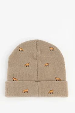 BARTS bruine beanie met vossenprint