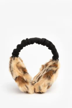 Barts bruine oorwarmers met leopardprint