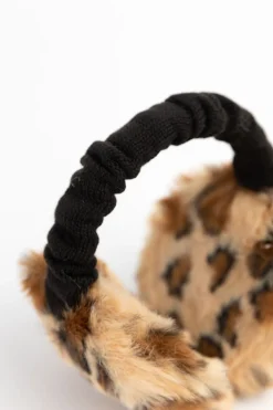 Barts bruine oorwarmers met leopardprint