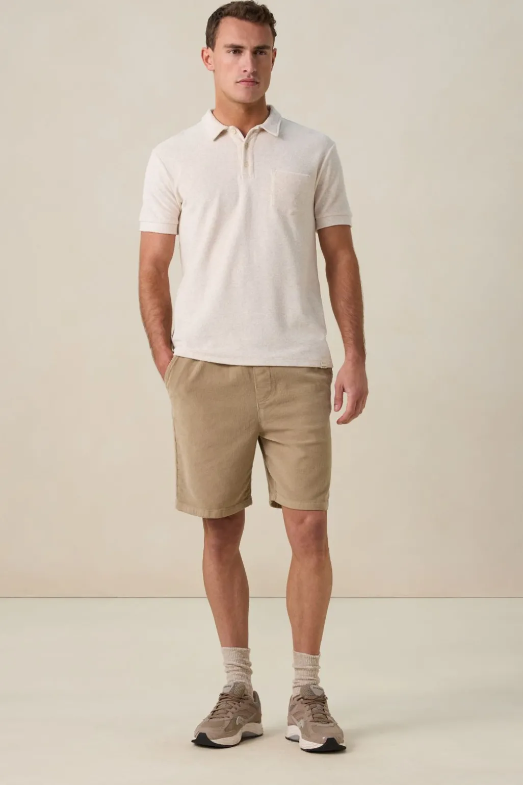 Beige badstof polo