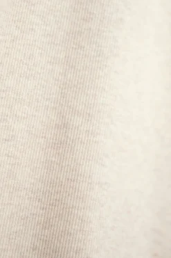 Beige basic stretch rib t-shirt