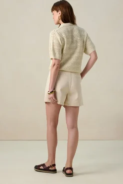 Beige denim shorts