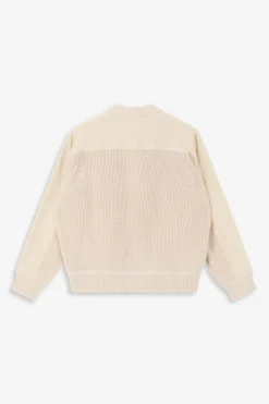 Beige gebreid bomber vest
