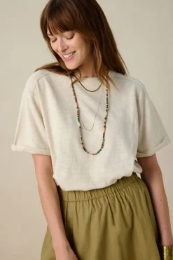 Beige gebreide trui