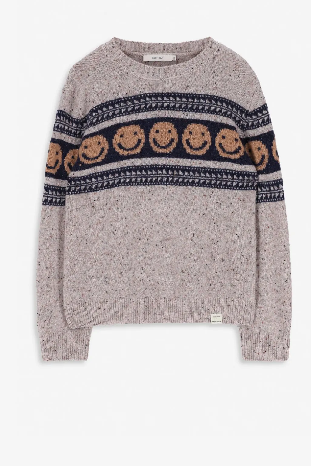 Beige gebreide trui met artwork