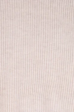 Beige gebreide trui met geweven boorden
