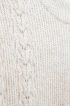 Beige gebreide tuniek met franjes
