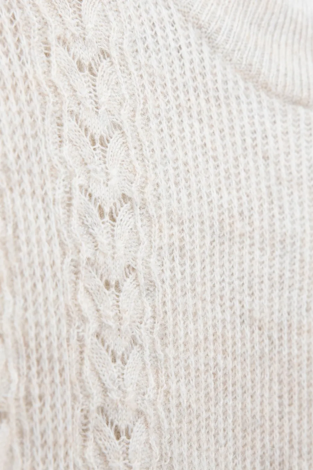 Beige gebreide tuniek met franjes