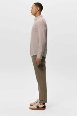 Beige gestreept overhemd