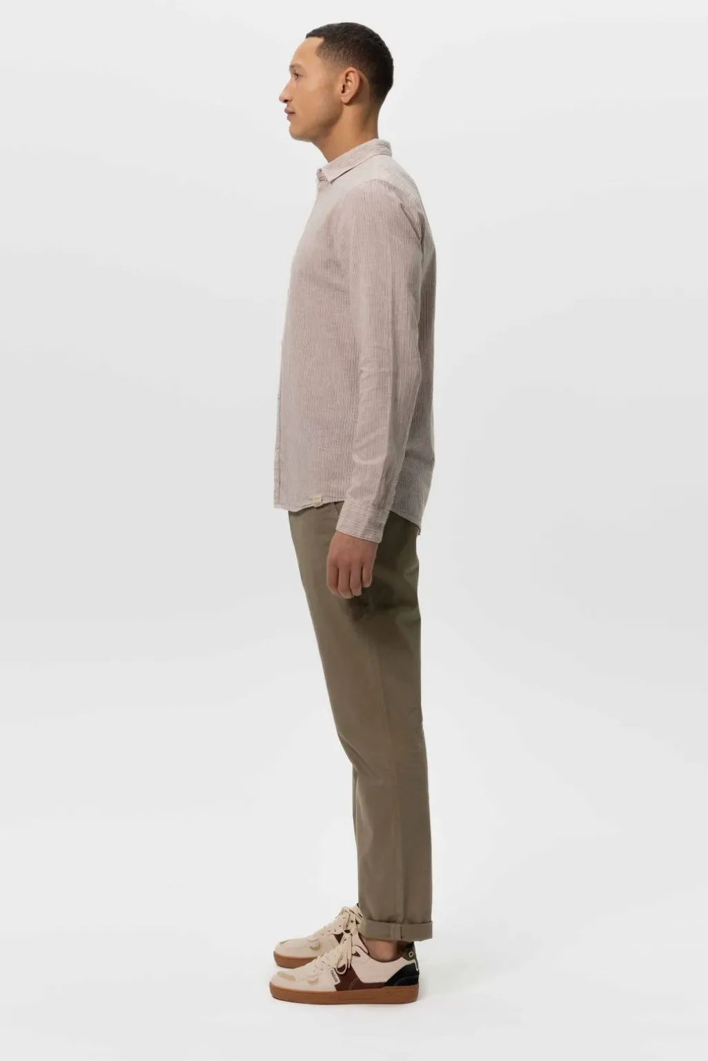 Beige gestreept overhemd