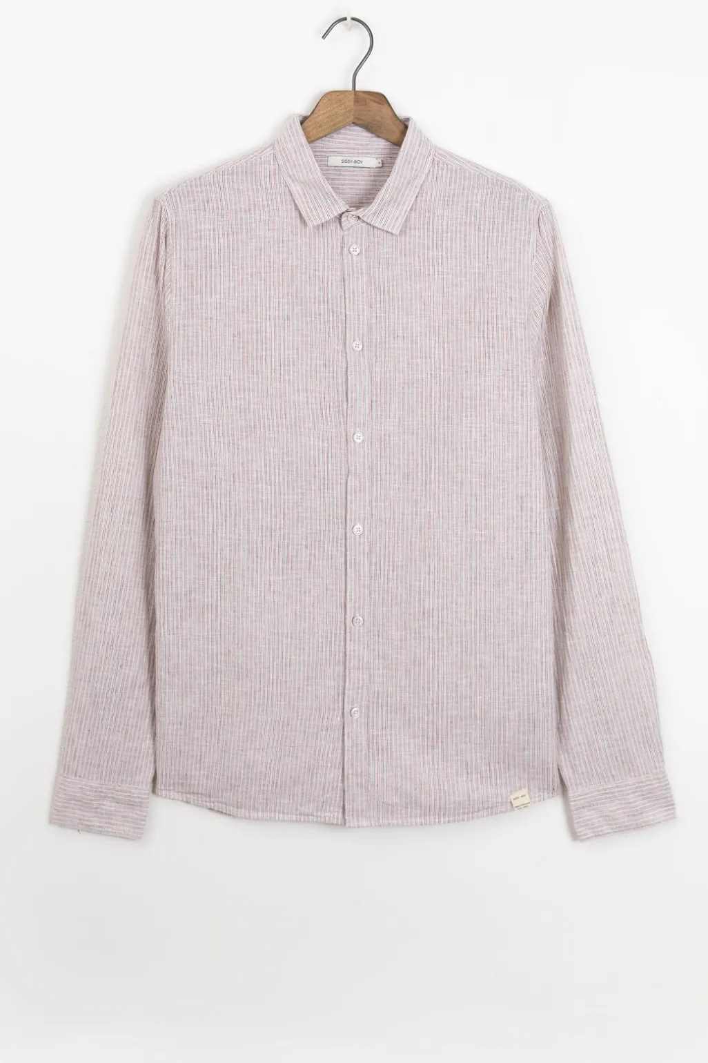 Beige gestreept overhemd