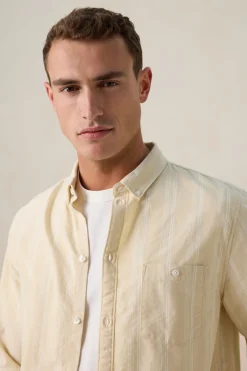 Beige gestreept overhemd