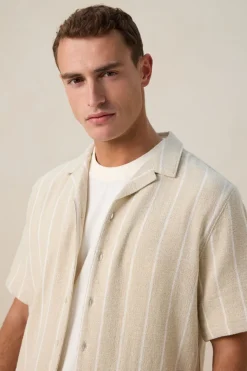 Beige gestreept overhemd