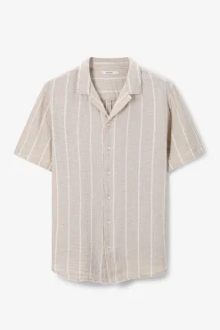 Beige gestreept overhemd