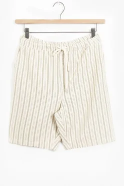 Beige gestreepte shorts