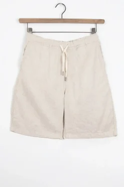 Beige herringbone shorts met aantrekkoord