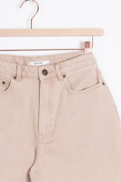 Beige high waist denim shorts