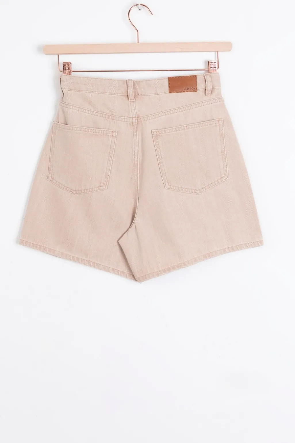 Beige high waist denim shorts