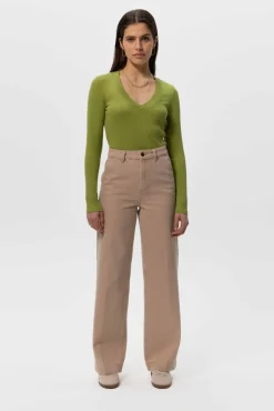 Beige high waist wide leg jeans