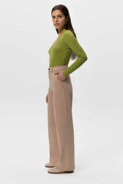 Beige high waist wide leg jeans