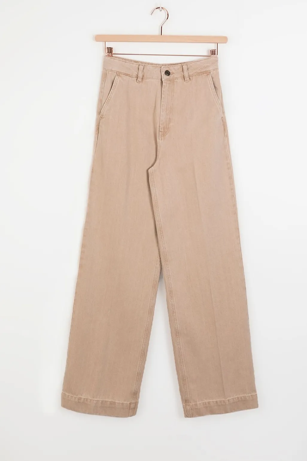 Beige high waist wide leg jeans