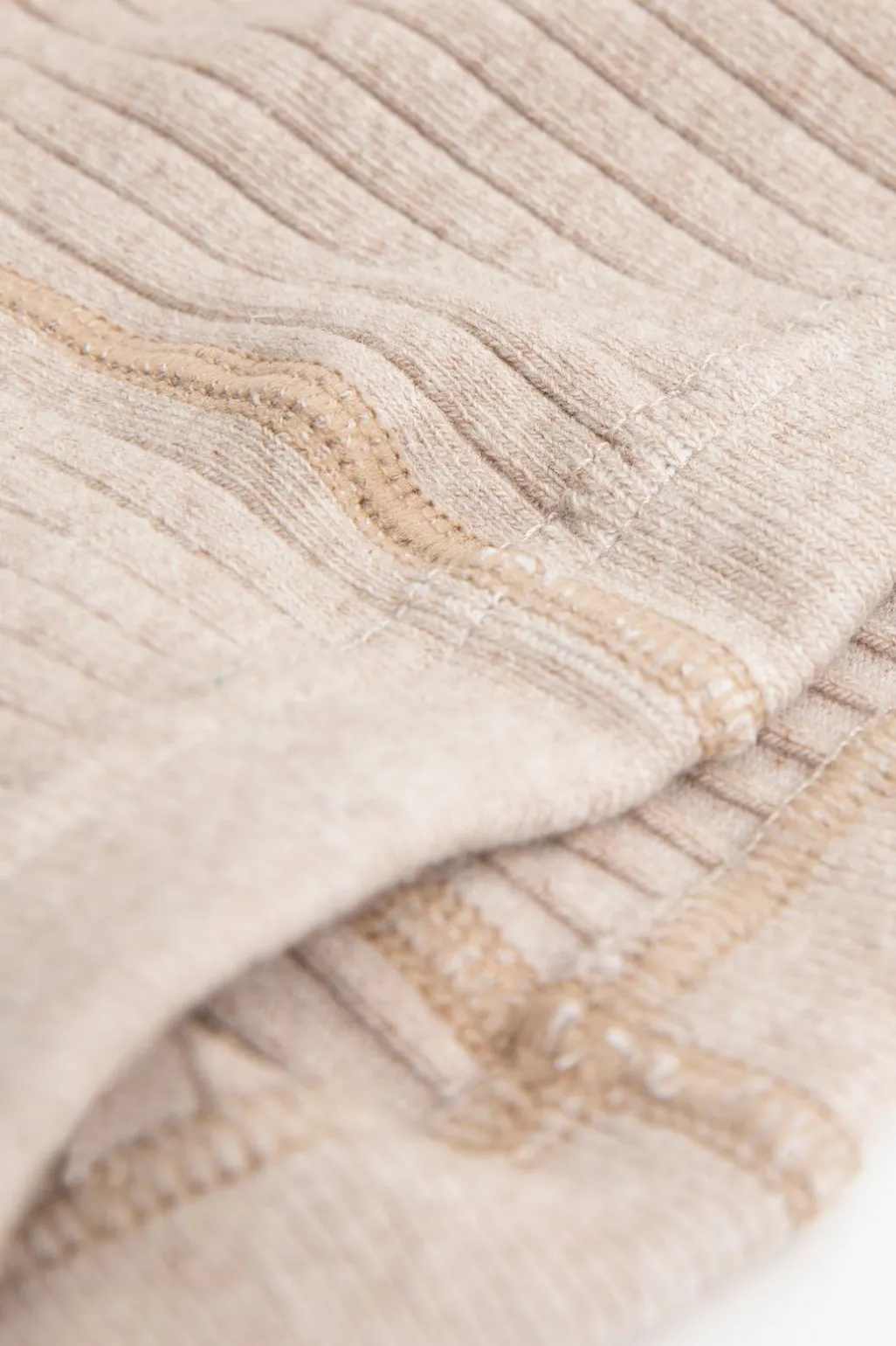 Beige katoenen rib maillot