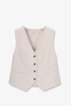 Beige linnen gilet
