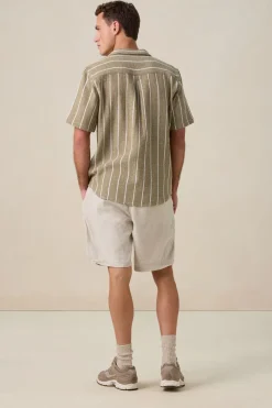 Beige linnen herringbone short