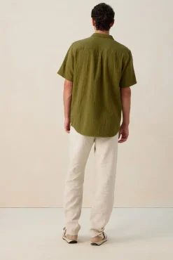 Beige linnen herringbone broek