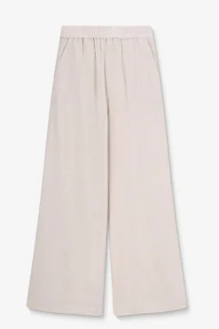 Beige linnen high waist wide leg broek