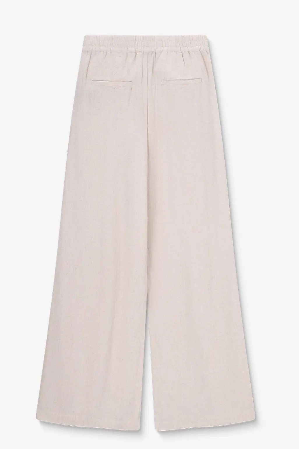 Beige linnen high waist wide leg broek
