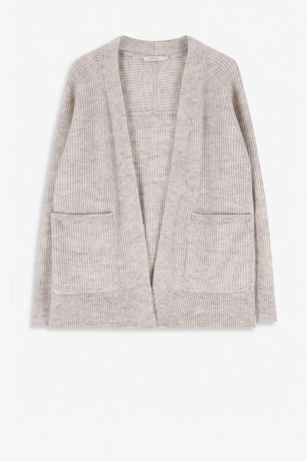 Beige melange openvallend vest