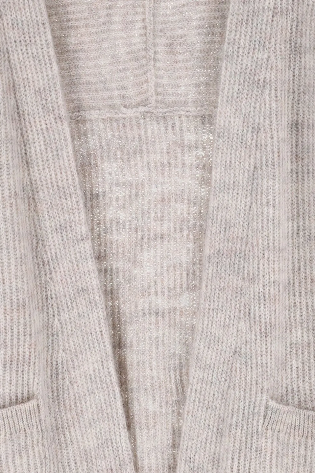Beige melange openvallend vest