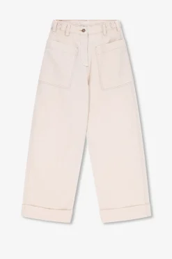 Beige mid waist workwear broek