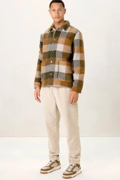 Beige mid-rise broek met ribcord