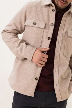 Beige overhemd van gebonden vilt